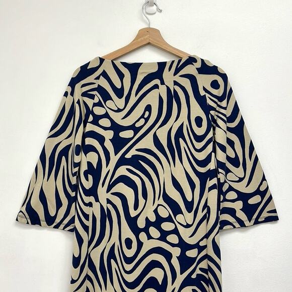 J. McLaughlin Campbell Boat Neck 3/4 Bell Sleeve  Preppy Retro Print Dress XS - Picture 4 of 13
